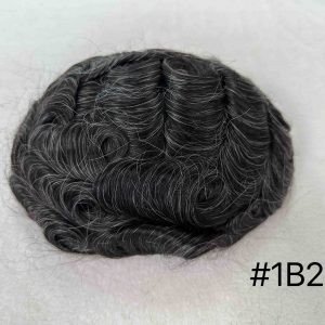 Thin PU skin #1B20 100%human hair toupee for man